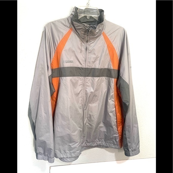 Columbia Other - COLUMBIA light grey and orange full zip windbreaker jacket size large